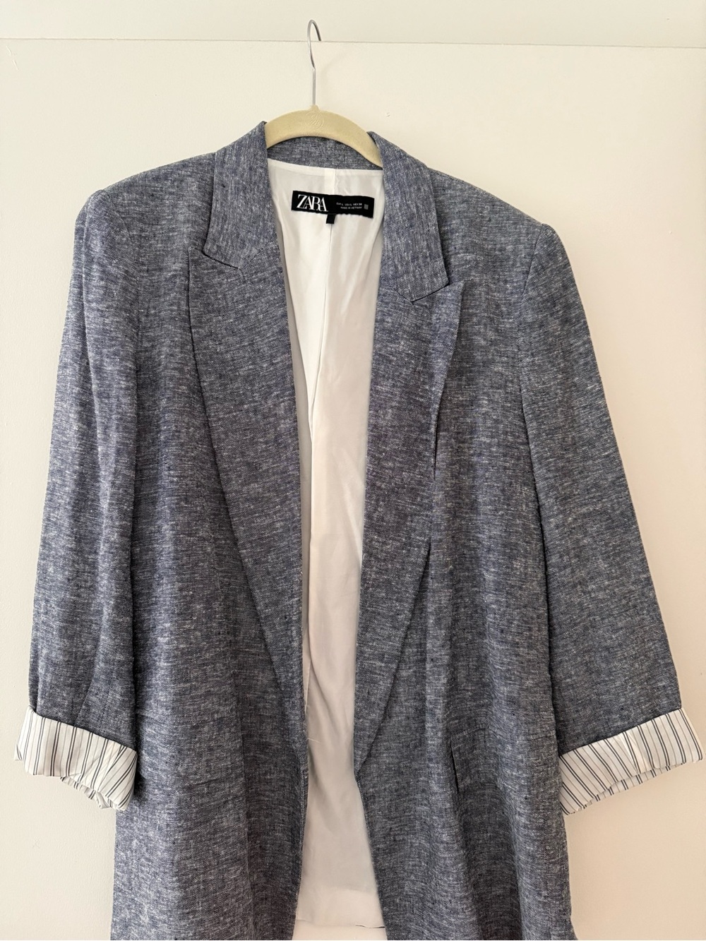 Zara Heathered Gray Open-Front Blazer Jacket